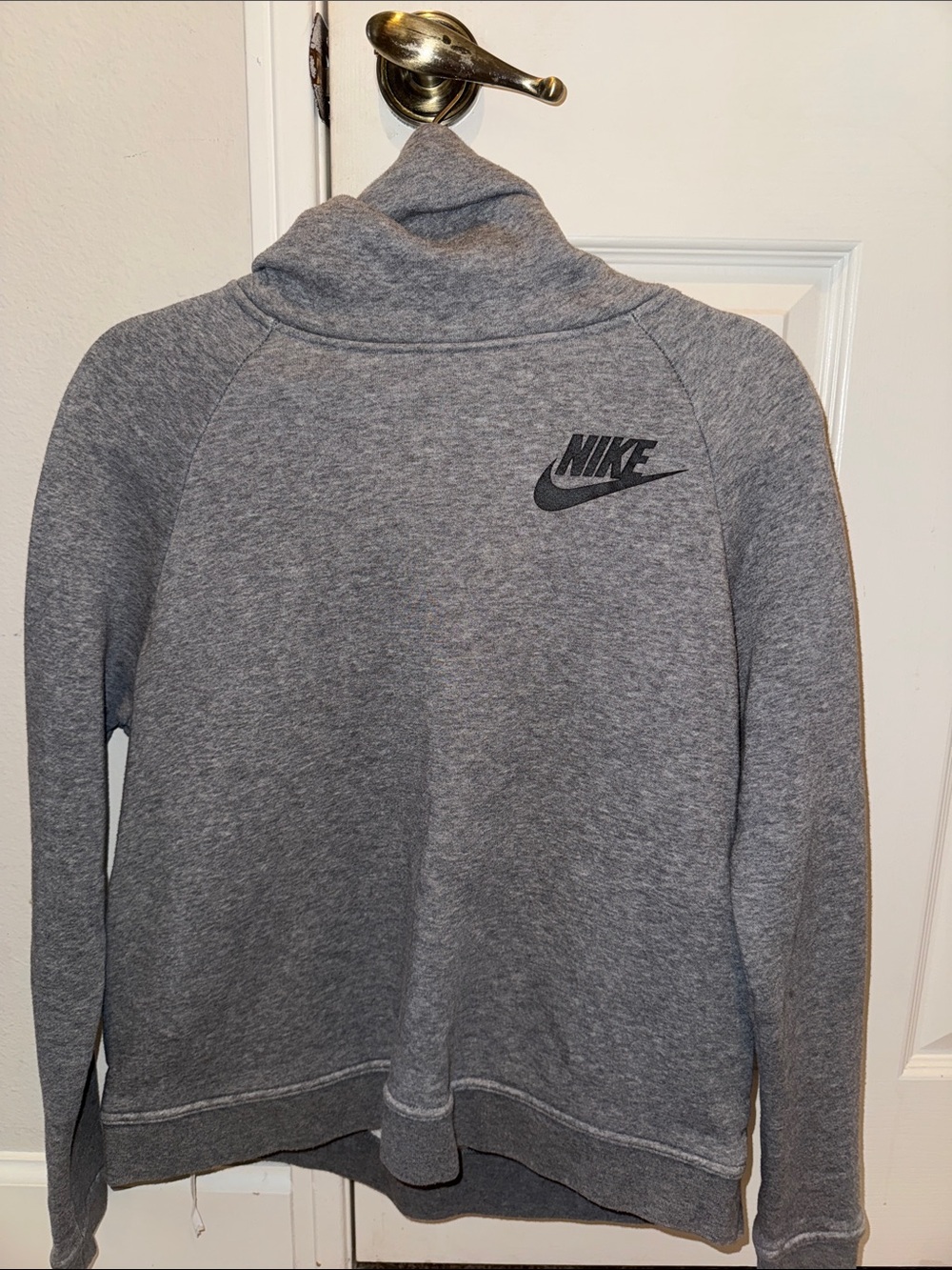 Nike Gray Turtleneck Sweatshirt with Swoosh Logo